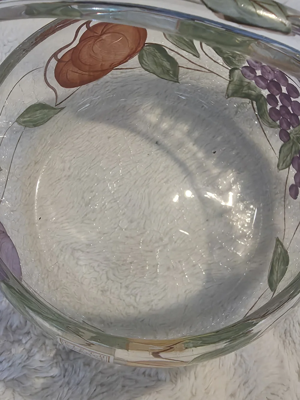Vintage Fifth Avenue Crystal Ltd Hand Painted Clear Glass Basket Romania